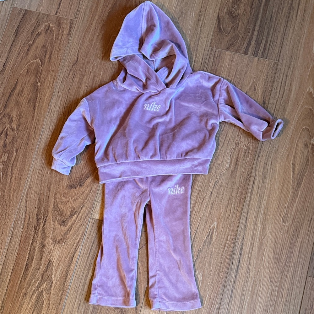 Nike Lavender Velour Hoodie and Pants Set